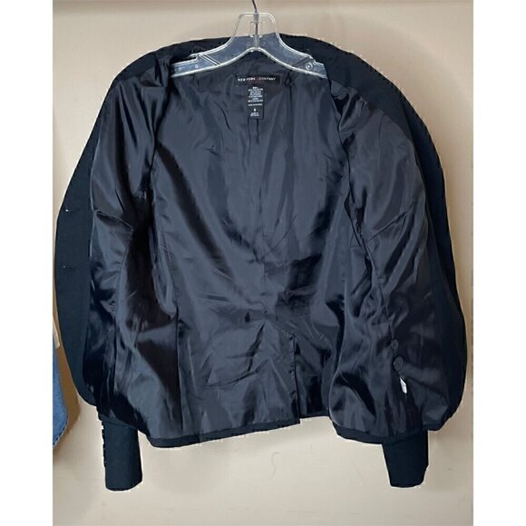 NY & Co Black Stretch Metallic Stripe Blazer Size 6 - Picture 7 of 16